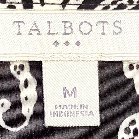 Talbots Floral Blouse in Black/White Women’s M - Picture 6 of 7